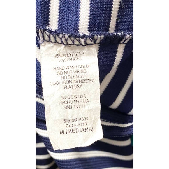 Twenty Second Blue & White Striped Top with Aqua Accented Sleeves sz:S - Picture 6 of 9